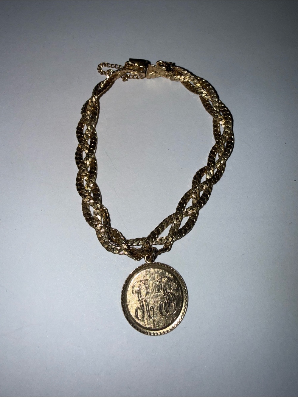 Vintage 12k Gold filled Double Rope Bracelet with Coin Pendant - Women Jewelry